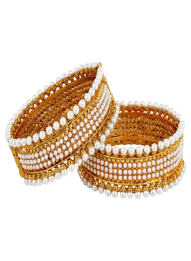YouBella Valentine Gifts : YouBella Traditional Jewellery Gold Plated Pearl Bracelets Bangles Jewellery for Women and Girls (2.8) - Image 4
