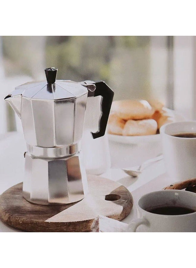 NAMA Moka Pot Espresso Maker – 3-Cup Capacity (150 Ml), Made Of Pure Aluminum With An Elegant White Finish And A Durable, Heat-Resistant Wooden Handle. - Image 2