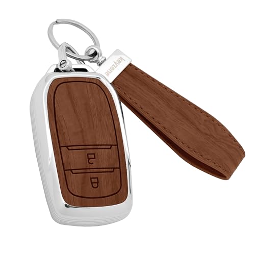 keyzone Woodgrain TPU Key Cover & Keychain for Toyota Innova Crysta, Innova HyCross, Hilux 2 Button Smart Key (Walnut Brown) - Image 1