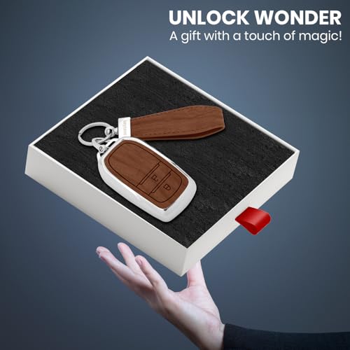 keyzone Woodgrain TPU Key Cover & Keychain for Toyota Innova Crysta, Innova HyCross, Hilux 2 Button Smart Key (Walnut Brown) - Image 5