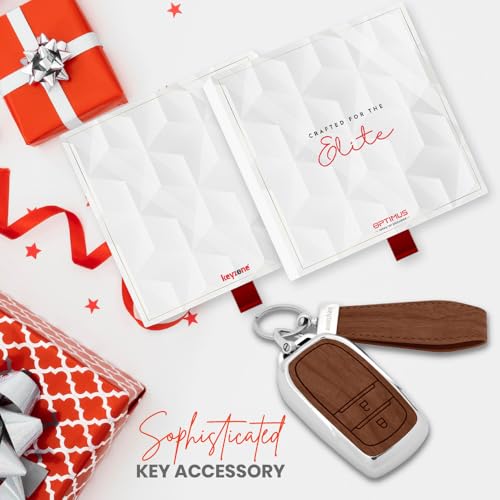 keyzone Woodgrain TPU Key Cover & Keychain for Toyota Innova Crysta, Innova HyCross, Hilux 2 Button Smart Key (Walnut Brown) - Image 3