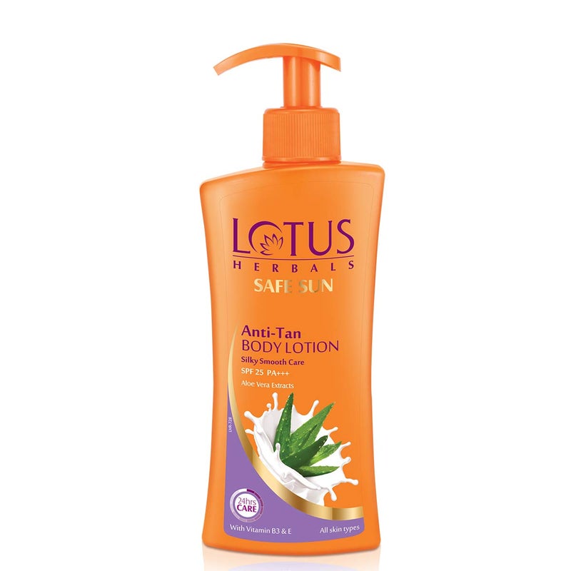 LOTUS HERBALS Lotus Herbals Safe Sun Anti Tan Body Lotion SPF 25 PA with Aloe extracts Suitable for all skin types Moisturising broad spectrum protection 250ml  - Image 1