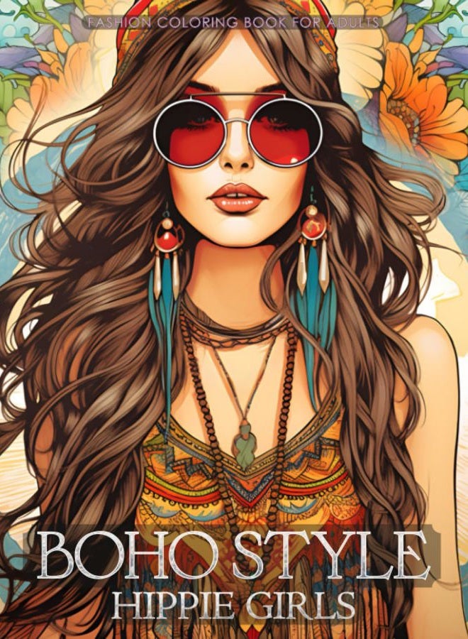 Boho Style Hippie Girls - Fashion Coloring Book for Adults: Beautiful Models Wearing Bohemian Chic Clothing & Flowers (Fashion Coloring for Teens & Adults)