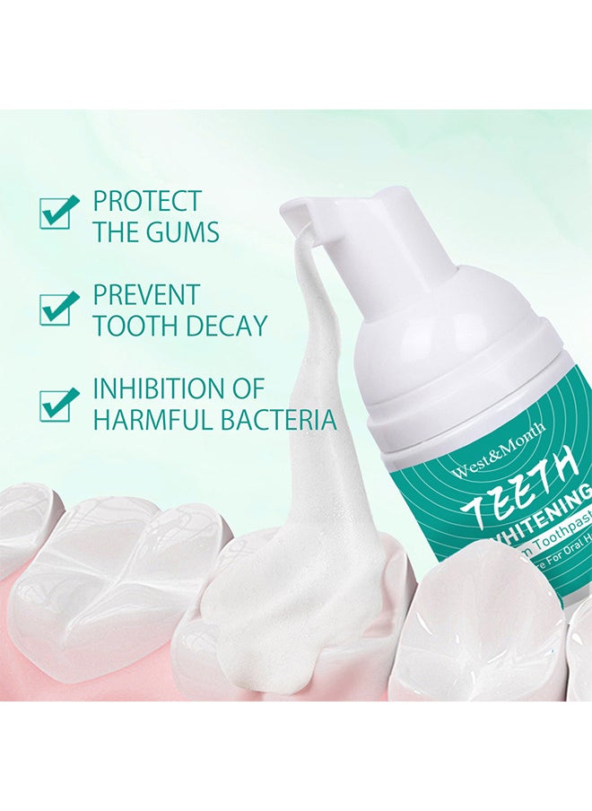 West&Month - Baking Soda Whitening Foam Toothpaste, Cleansing Foam For Sensitive Teeth Intensive Stain Removal Ultra Fine Mousse Foam Deeply Cleaning Gums Travel Friendly Easy To Use Oral Care Toothpaste - Image 1