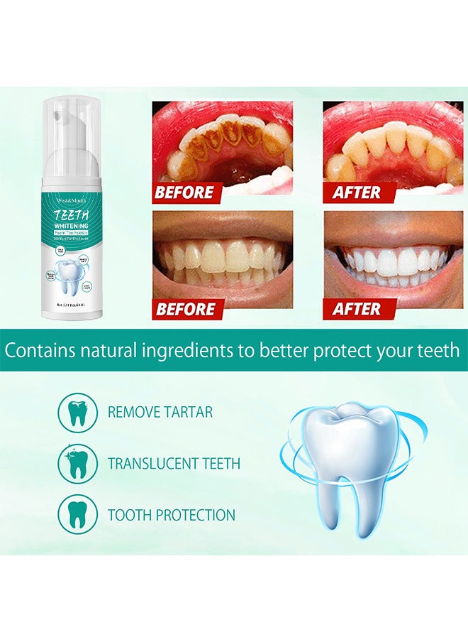 West&Month Baking Soda Whitening Foam Toothpaste, Cleansing Foam For Sensitive Teeth Intensive Stain Removal Ultra Fine Mousse Foam Deeply Cleaning Gums Travel Friendly Easy To Use Oral Care Toothpaste  - Image 4