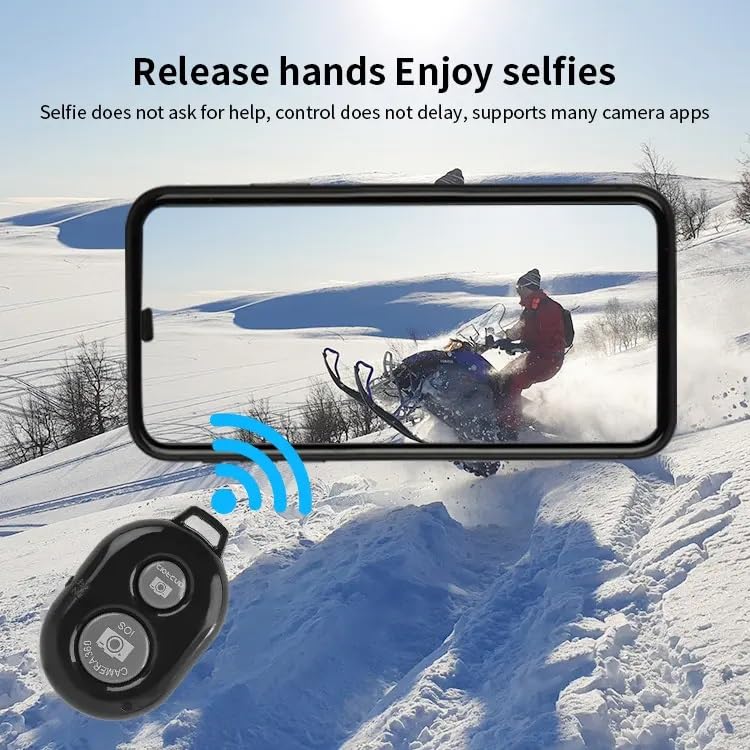 VEROX Bluetooth Shutter Remote Control Wireless Technology Photo Clicker Selfie Stick for Creating Videos and Photos 2 Click Button Compatible with iOS and Android Smart Phone Tablet - Black - Image 3