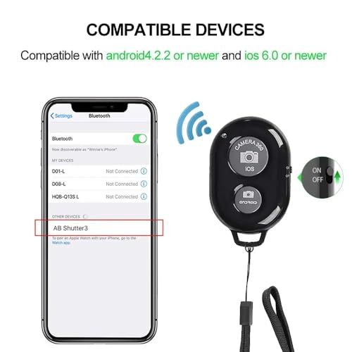 VEROX Bluetooth Shutter Remote Control Wireless Technology Photo Clicker Selfie Stick for Creating Videos and Photos 2 Click Button Compatible with iOS and Android Smart Phone Tablet - Black - Image 2