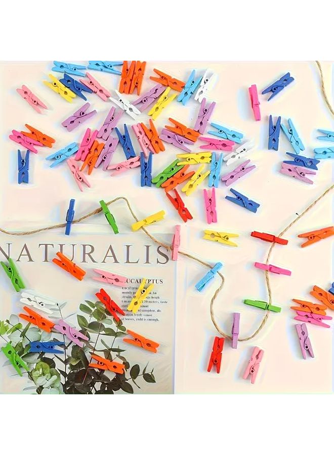 100 Colorful Wooden Mini Paper Clips for DIY Projects Creative Stationery - Image 5