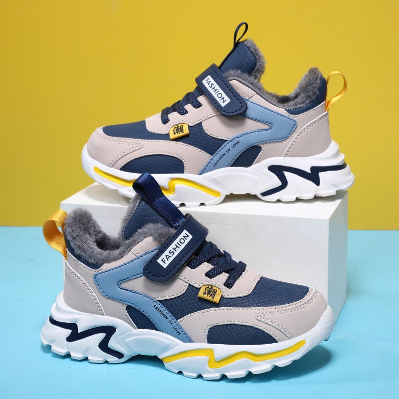 New Children'S Shoes Soft-Soled Cotton Shoes Non-Slip Lightweight Warm Boys 2022 Primary School Sneaker Fleece-Lined - Image 5