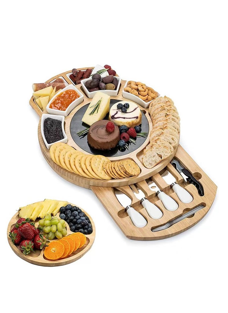 Generic Charcuterie Board Set, Bamboo Cheese Board Set - House Warming Gifts New Home, Wedding Gifts for Couple, Bridal Shower Gift  - Image 1
