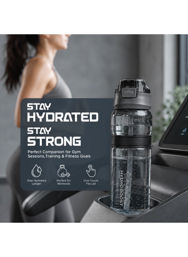 TR6 Hydro Boost Active Clear BPA Free Water Bottle, Tritan Sports Bottle with Lockable Lid, Leak Proof and Durable, Perfect for Gym, Office, Outdoor Travel and School, 850ml (Black) - Image 4