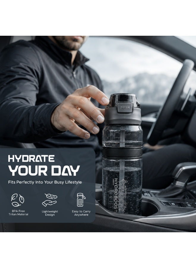 TR6 Hydro Boost Active Clear BPA Free Water Bottle, Tritan Sports Bottle with Lockable Lid, Leak Proof and Durable, Perfect for Gym, Office, Outdoor Travel and School, 850ml (Black) - Image 3