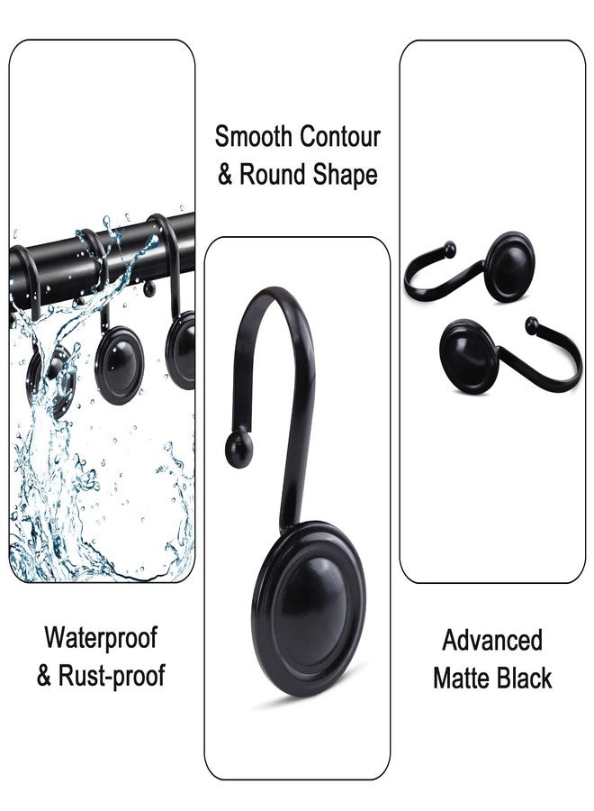 DIBALIYI Black Shower Curtain Hooks Rust Proof, Metal Shower Hook Round, Vintage Shower Curtain Rings, Senior Decorative Bathroom Curtain Liner Window Rods Hook, Set of 12 - Image 2