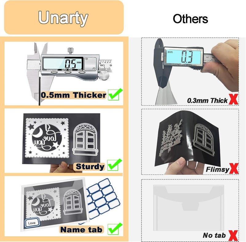 Unarty 40 Pcs Die Storage Pockets and Magnet, 0.5mm Thickness Magnetic Sheets for Die Storage, 5.5 x 7.5 Inch Craft Die Storage Envelopes, Magnetic Die Storage, Stamp and Die Storage Pockets - Image 2