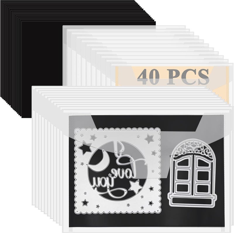 Unarty 40 Pcs Die Storage Pockets and Magnet, 0.5mm Thickness Magnetic Sheets for Die Storage, 5.5 x 7.5 Inch Craft Die Storage Envelopes, Magnetic Die Storage, Stamp and Die Storage Pockets - Image 1
