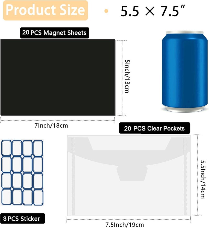 Unarty 40 Pcs Die Storage Pockets and Magnet, 0.5mm Thickness Magnetic Sheets for Die Storage, 5.5 x 7.5 Inch Craft Die Storage Envelopes, Magnetic Die Storage, Stamp and Die Storage Pockets - Image 3