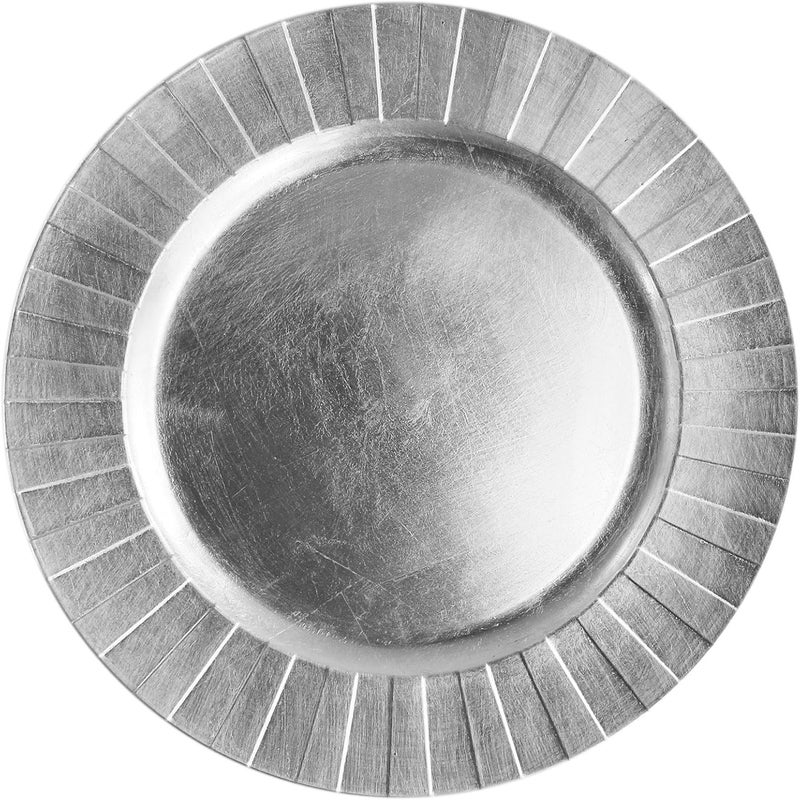 ChargeIt by Jay Charge It by Jay Burst Charger Plate 13 Decorative Melamine Service Plate for Home Professional Dining Perfect for Upscale Events Dinner Parties Weddings Banquets Catering 1 Piece Silver - Image 1