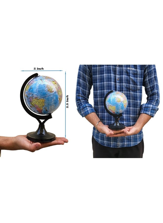 Magicwand STEM & STEAM Educational,Decorative Spinning Political Educational Laminated Rotating World Globe【MADE IN INDIA】【5" Plastic with Magnifier】 - Image 2
