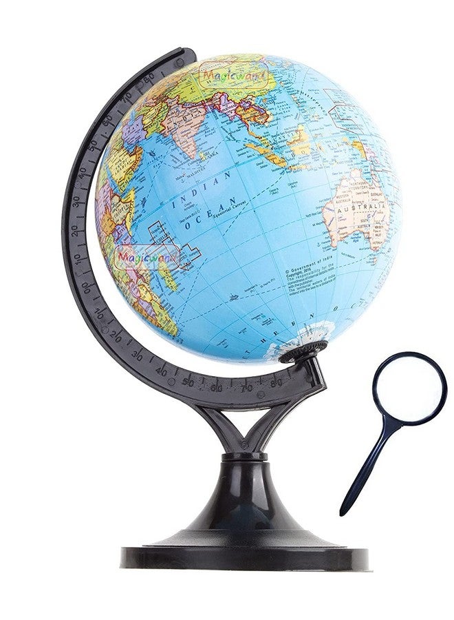 Magicwand STEM & STEAM Educational,Decorative Spinning Political Educational Laminated Rotating World Globe【MADE IN INDIA】【5" Plastic with Magnifier】 - Image 1