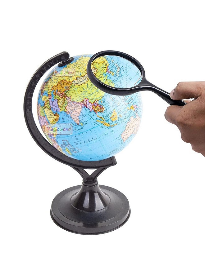 Magicwand STEM & STEAM Educational,Decorative Spinning Political Educational Laminated Rotating World Globe【MADE IN INDIA】【5" Plastic with Magnifier】 - Image 3