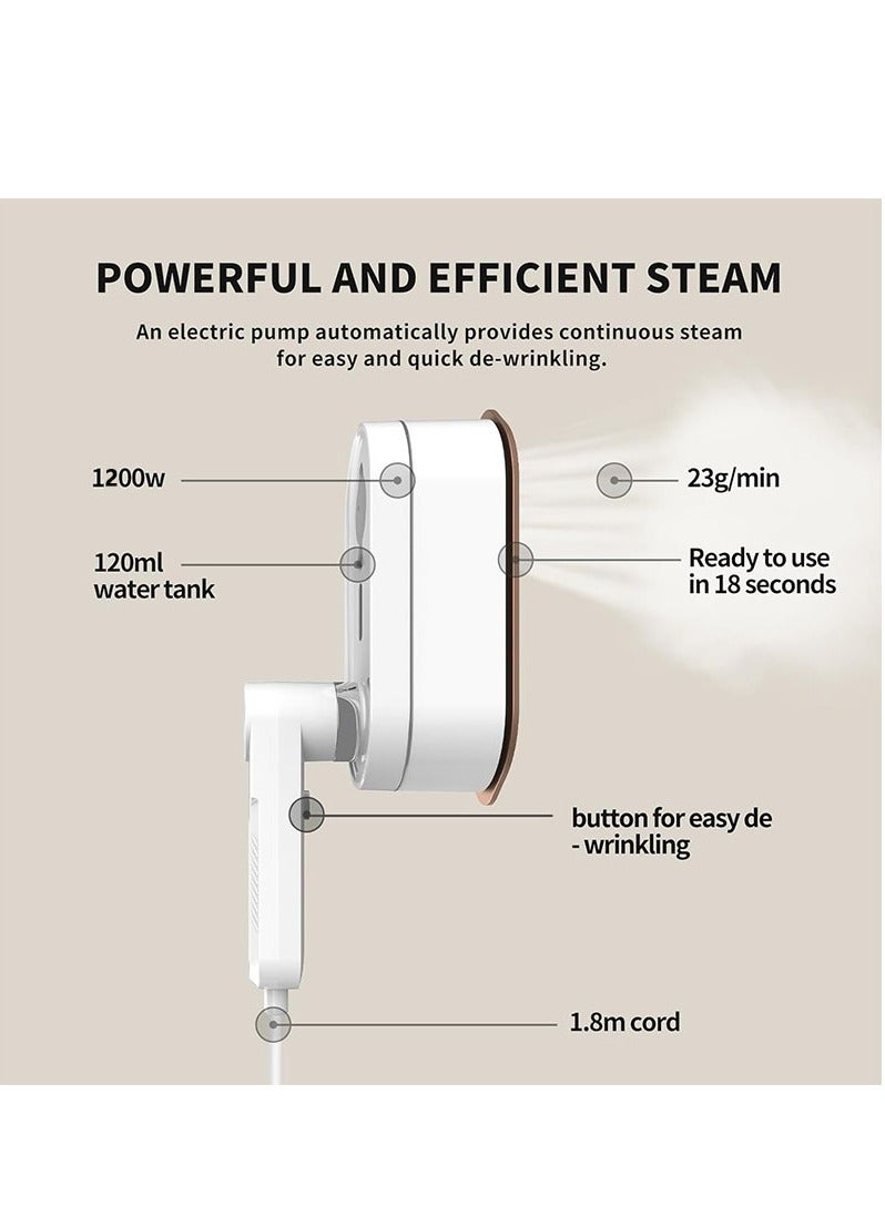 2-in-1 Handheld Garment Steamer and Iron, 1200W, 8 Steam Modes, 15s Quick Heat, with Anti Steam Glove, Clothes Steamer, Lightweight, Leakproof, Portable Steamer, for Home, Travel, White  - Image 3