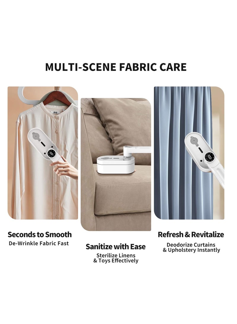 2-in-1 Handheld Garment Steamer and Iron, 1200W, 8 Steam Modes, 15s Quick Heat, with Anti Steam Glove, Clothes Steamer, Lightweight, Leakproof, Portable Steamer, for Home, Travel, White  - Image 5