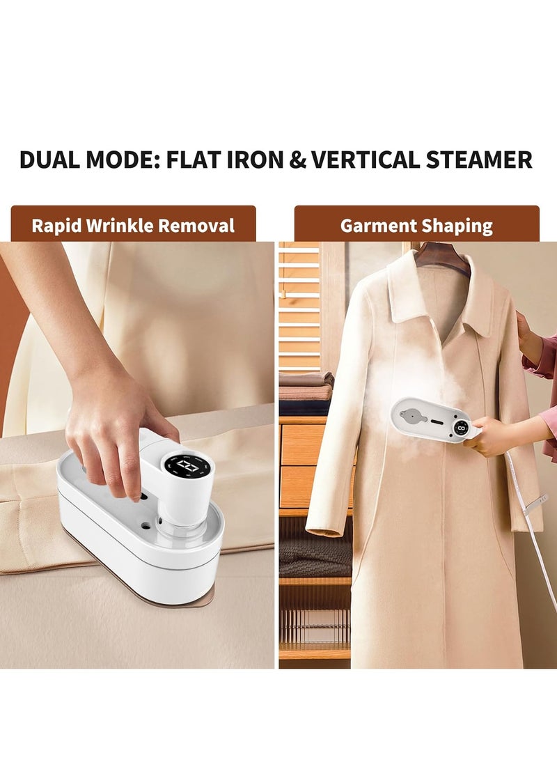 2-in-1 Handheld Garment Steamer and Iron, 1200W, 8 Steam Modes, 15s Quick Heat, with Anti Steam Glove, Clothes Steamer, Lightweight, Leakproof, Portable Steamer, for Home, Travel, White  - Image 2