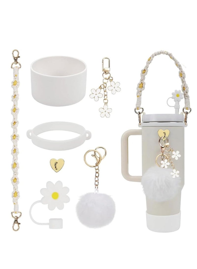 JOGAMS 7pcs Cup Accessories for Stanley Set Including 1 Pcs Water Bottle Handle Strap 1 Pcs Siliocne Stanley Cup Boot 1 Pcs Siliocne Straw Cover 2 Pcs Charms for Stanley Cup 40 30Oz Tumbler  - Image 1