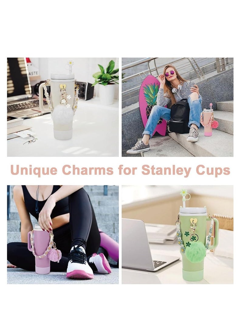 JOGAMS 7pcs Cup Accessories for Stanley Set Including 1 Pcs Water Bottle Handle Strap 1 Pcs Siliocne Stanley Cup Boot 1 Pcs Siliocne Straw Cover 2 Pcs Charms for Stanley Cup 40 30Oz Tumbler  - Image 4