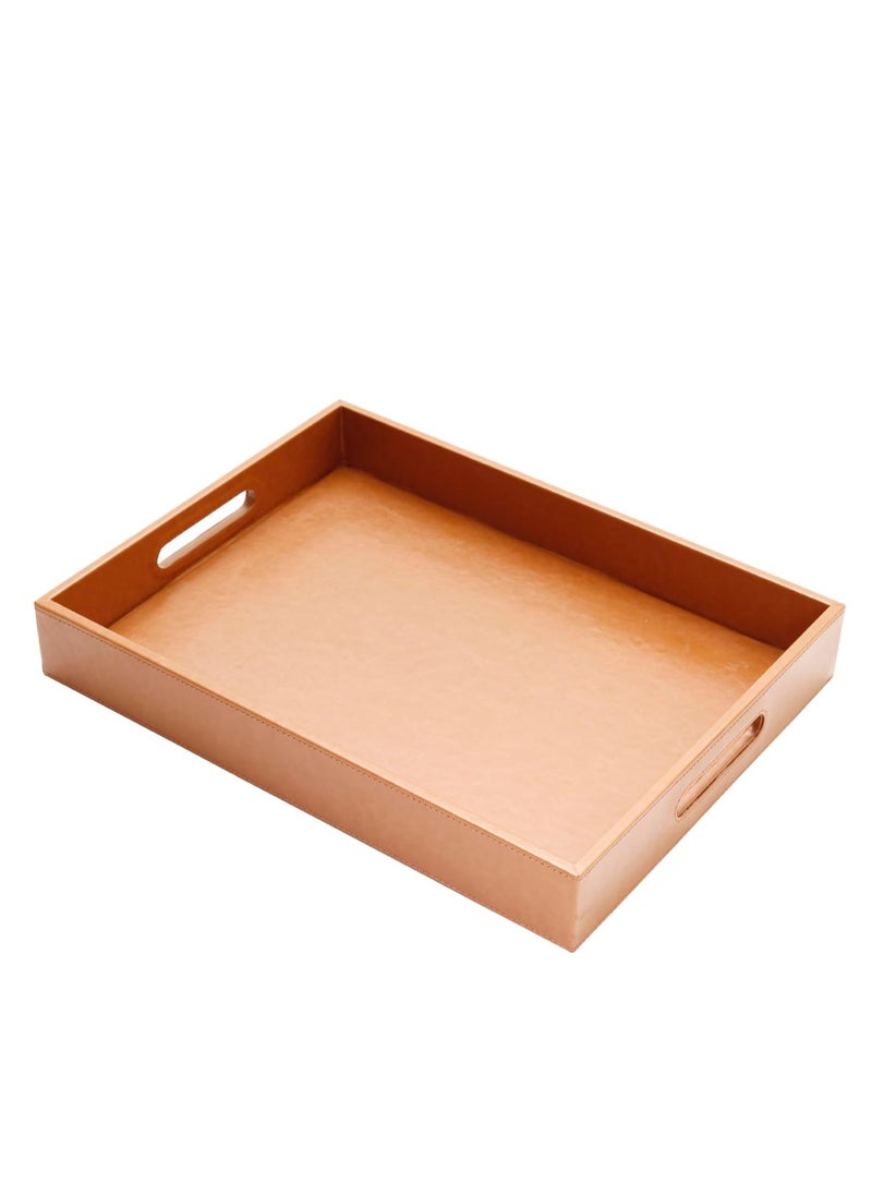 Lamsit Ibdaa - Leather Tray Organizer | Modern Storage for Home Office Desk, Wallet, Mobile Phone, Watch, Stationary, Jewelry, Perfume, Glasses | Beside Table Catchall Dump Key Bowl (Brown) - Image 1