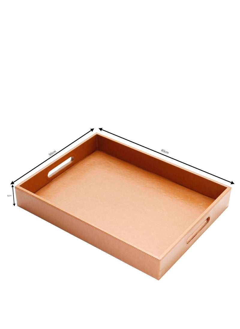 Lamsit Ibdaa - Leather Tray Organizer | Modern Storage for Home Office Desk, Wallet, Mobile Phone, Watch, Stationary, Jewelry, Perfume, Glasses | Beside Table Catchall Dump Key Bowl (Brown) - Image 1