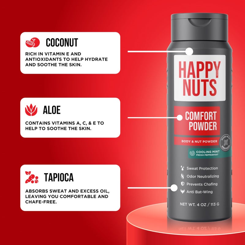 HAPPY NUTS Comfort Powder Deodorant For Men: Anti-Chafing Sweat Defense, Odor Control, Aluminum-Free, Perfect Stocking Stuffer Gift for Men's Private Parts 4 oz (2 Pack), Original Scent - Image 5