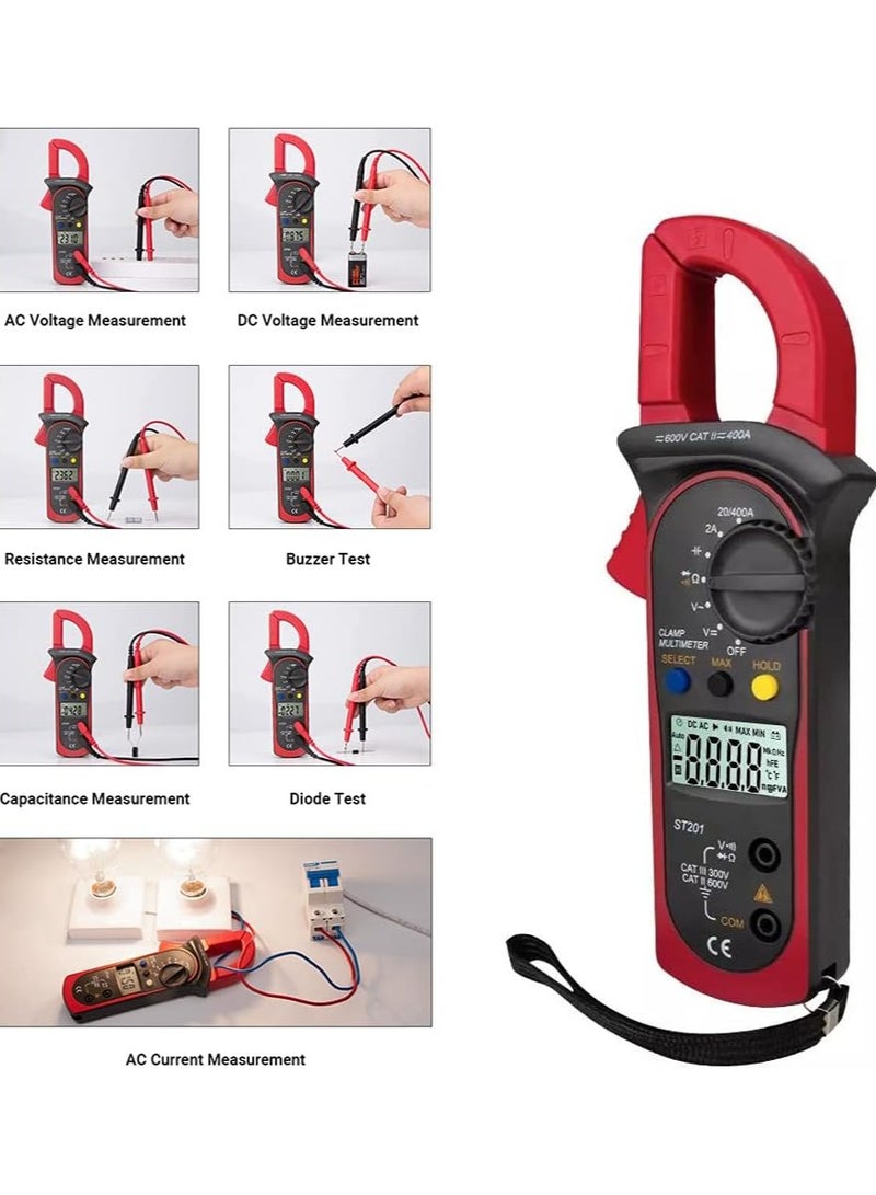 هالامين م Multimeter رقمي ، مؤقت رقمي ، جهاز اختبار متعدد الوظائف الرقمي ، فولتوميتر 600 فولت DC/AC ، أمبير متر AC 400A ، مقياس مقاومة 20MΩ ، جهاز قياس عالمي مريح ومحمول - Image 2