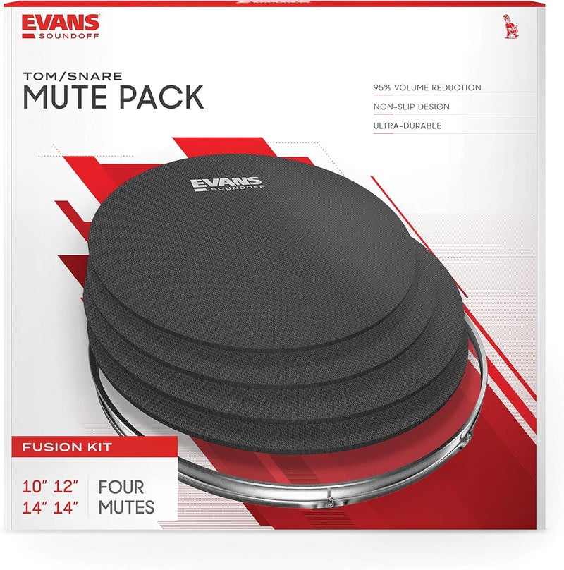Evans SO-0244 SoundOff Fusion Drum Mute Pack - 4-Pack for 10, 12, 14, and Snare Drums - Image 2