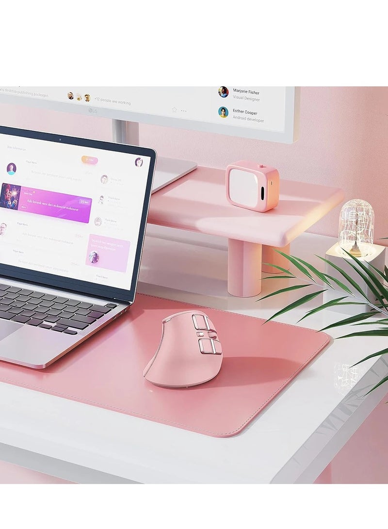 seenda Ergonomic Mouse, Wireless Vertical Mouse - Rechargeable Optical Mice for Multi-Purpose (Bluetooth 5.0 + Bluetooth 3.0 + USB Connection) Compatible Apple Mac, Windows Computers - Pink - Image 4