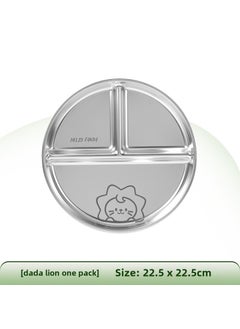 1 x 5 pcs Stainless Steel Portion Control Cartoon Kids Plate Dada lion dinner plate [1 pack]]