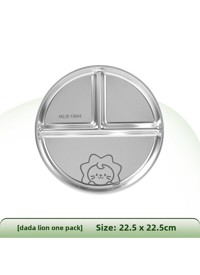 Generic - 1 x 5 pcs Stainless Steel Portion Control Cartoon Kids Plate Dada lion dinner plate [1 pack]] - Image 1