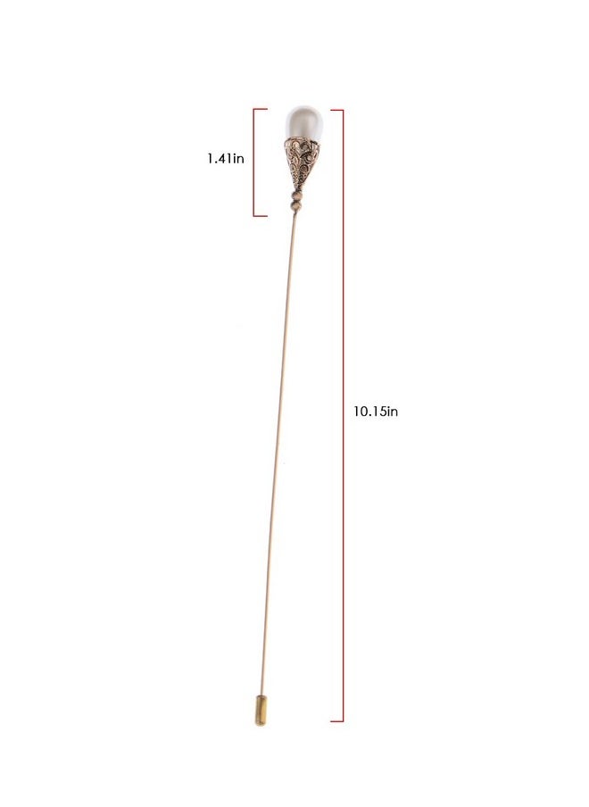 Alilang Women'S Hat Pin Long Handle Golden Jewelry Retro Hollow Out Pearl Pins Pack Of 6  - Image 4