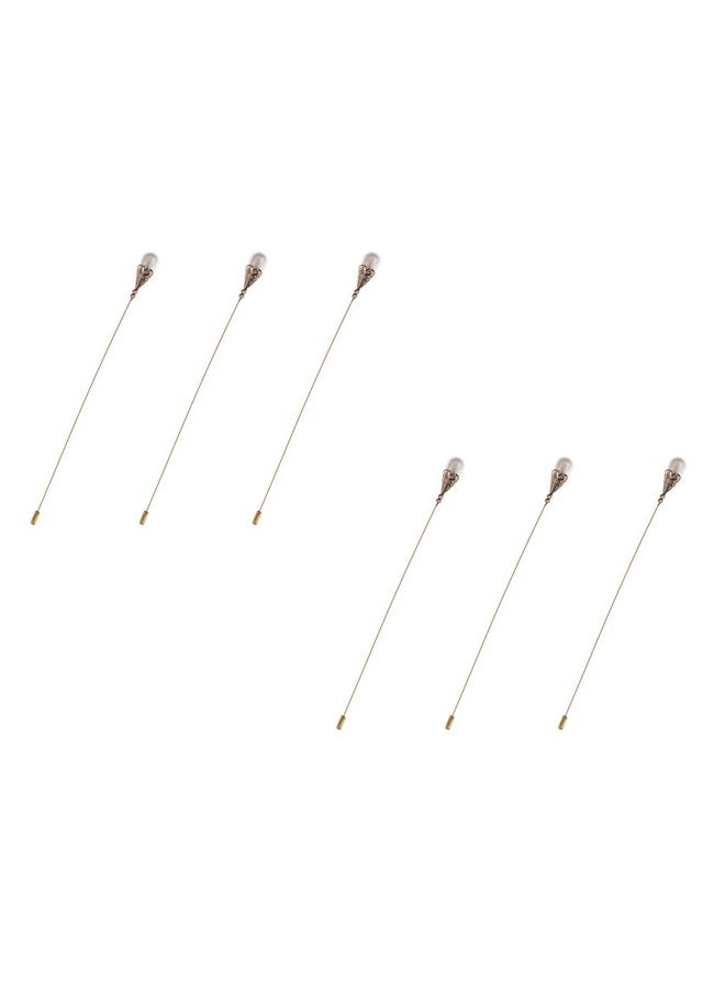 Alilang Women'S Hat Pin Long Handle Golden Jewelry Retro Hollow Out Pearl Pins Pack Of 6  - Image 1