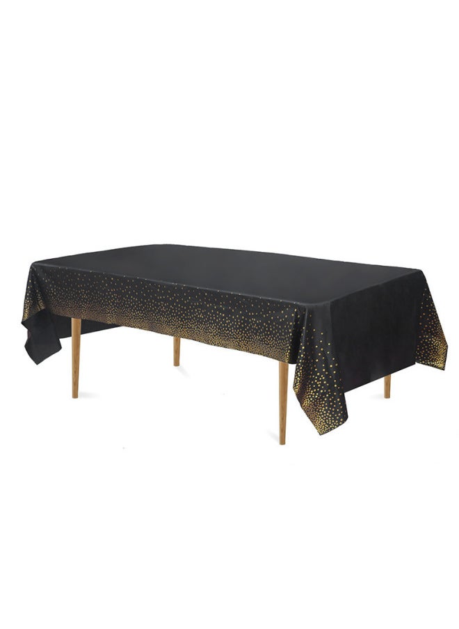 Generic - Disposable Pe Polka Dot Rectangular Tablecloth For Birthday Party Plastic Dining Table Cover 137*274-Color:Golden Wave Dot With Red Bottom-Specifications:137*274cm - Image 1