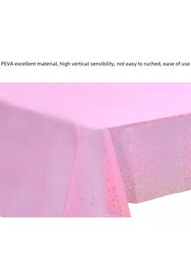 Generic - Disposable Pe Polka Dot Rectangular Tablecloth For Birthday Party Plastic Dining Table Cover 137*274-Color:Golden Wave Dot With Red Bottom-Specifications:137*274cm - Image 1