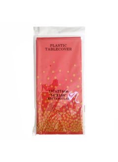 Disposable Pe Polka Dot Rectangular Tablecloth For Birthday Party Plastic Dining Table Cover 137*274-Color:Golden Wave Dot With Red Bottom-Specifications:137*274cm