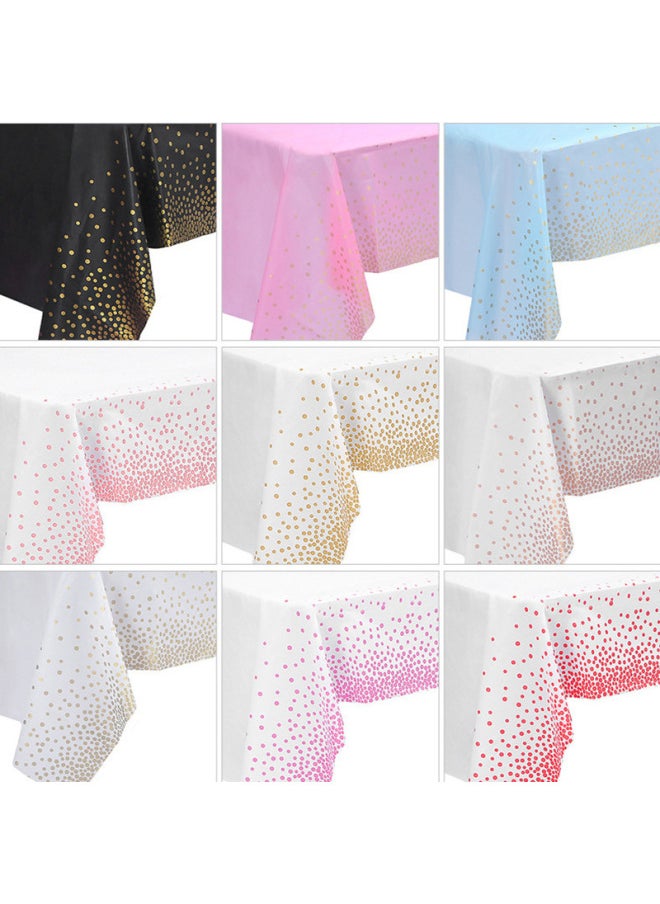 Generic - Disposable Pe Polka Dot Rectangular Tablecloth For Birthday Party Plastic Dining Table Cover 137*274-Color:Golden Wave Dot With Red Bottom-Specifications:137*274cm - Image 1