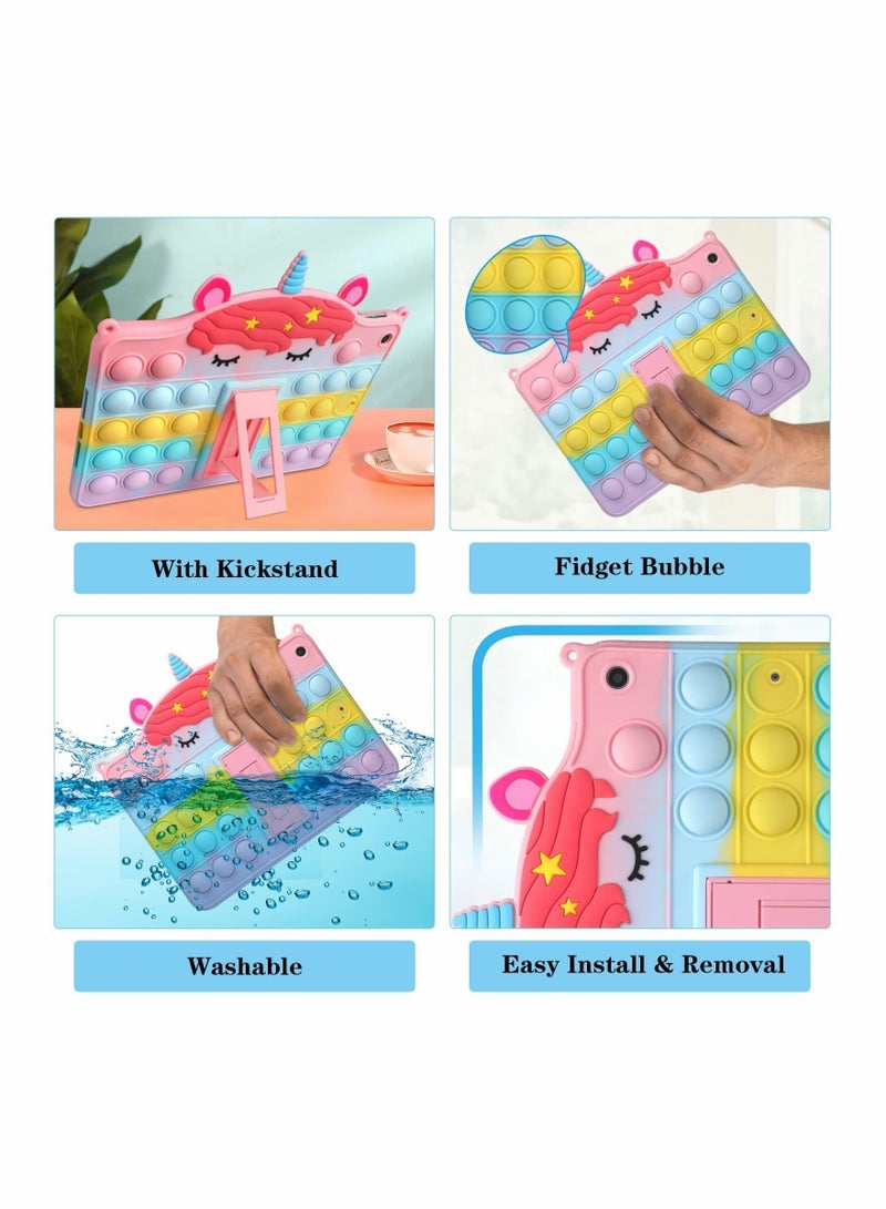 Tablet Case, Cute Rainbow Unicorn Case for iPad 6th 5th Generation Case for iPad 2018/2017 9.7 inch with Kickstand for Girls Women Silicone Fidget Bubble Case - Image 3