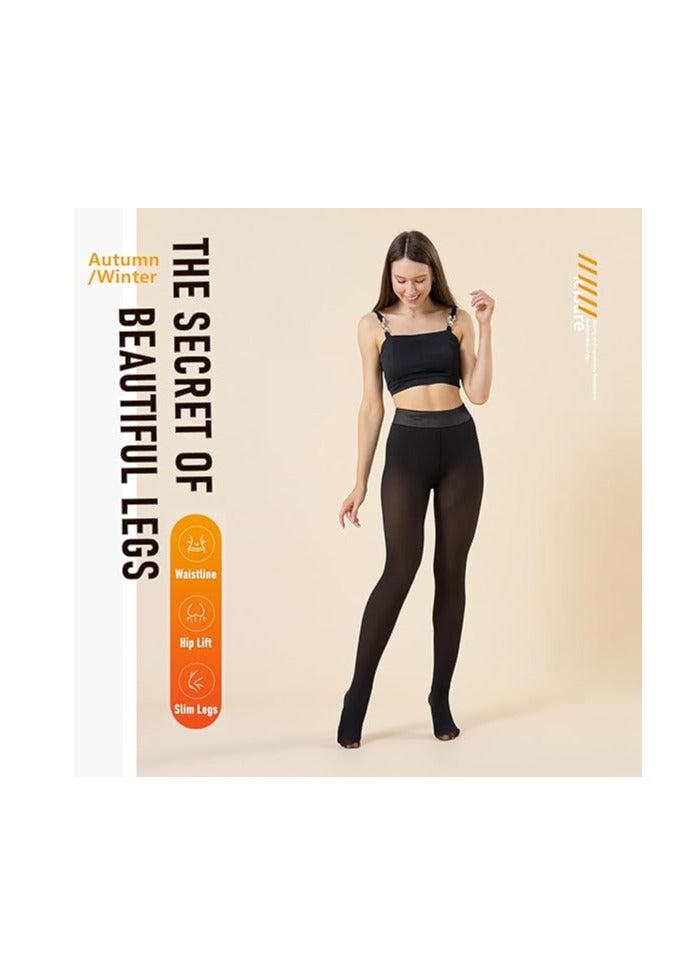 Furtey Fleece Lined Warm Tights for Women, 220g Fake Translucent Winter Tights, Double Lined Stretch Thermal Tights（5~20℃）  - Image 3