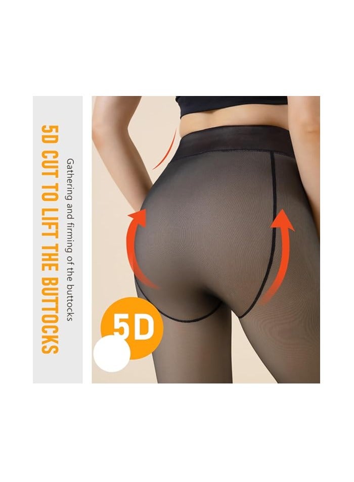 Furtey Fleece Lined Warm Tights for Women, 220g Fake Translucent Winter Tights, Double Lined Stretch Thermal Tights（5~20℃）  - Image 4