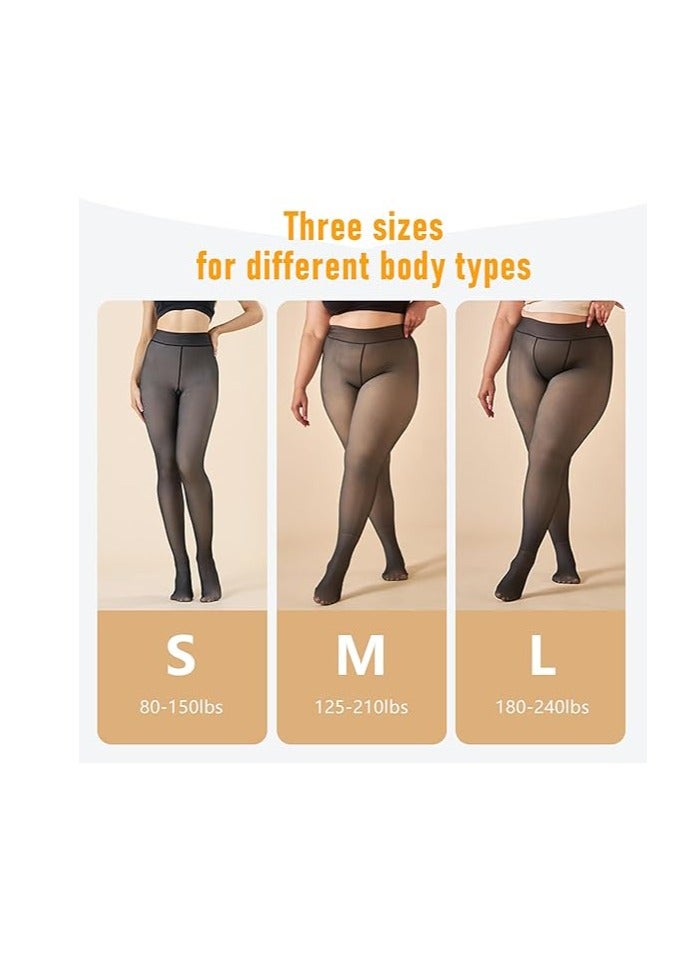 Furtey Fleece Lined Warm Tights for Women, 220g Fake Translucent Winter Tights, Double Lined Stretch Thermal Tights（5~20℃）  - Image 2