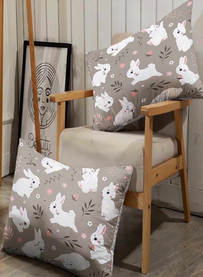 AILONEN Cute Rabbit Fitted Sheet Set Twin XL Size,Beautiful Rustic Strawberry Bunny Bedding Set for Kids Room Decors,Cartoon Animal Theme Bedsheets Set,1 Fitted Sheet 2 Pillowcases,3-Piece - Image 4