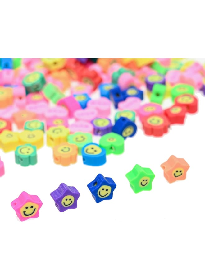 100pcs Mix Heart Star Flower Smiley Face Beads Loose Spacer Candy Ice Cream Sunflower Christmas Polymer Clay Bead for Jewelry Making Bracelet Necklace Earring Women Girls DIY Craft Supplies - Image 3