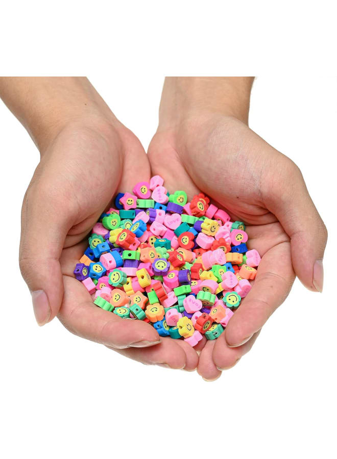 100pcs Mix Heart Star Flower Smiley Face Beads Loose Spacer Candy Ice Cream Sunflower Christmas Polymer Clay Bead for Jewelry Making Bracelet Necklace Earring Women Girls DIY Craft Supplies - Image 4
